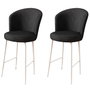 Hanah Home Taburetes de Bar Alte, Juego de 2, Metal y Tela Babyface, Negro y Blanco, Ancho 46 cm, Altura 102 cm